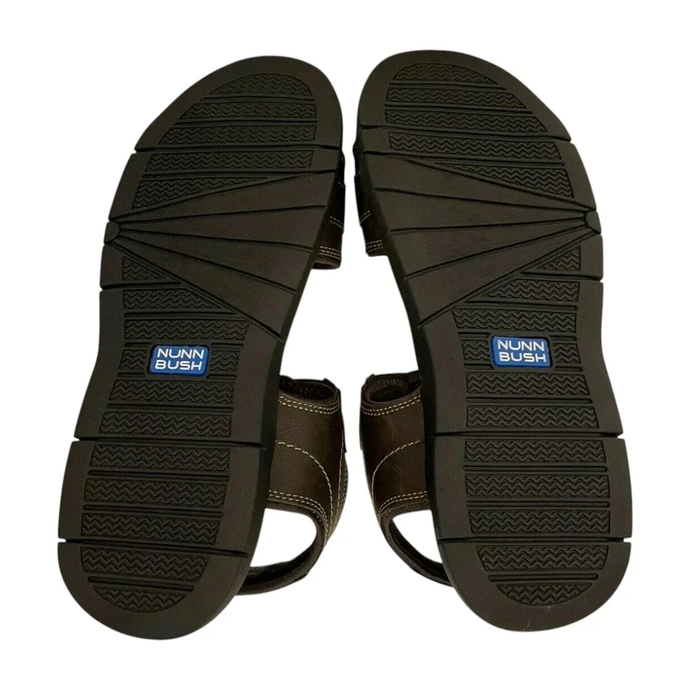 Nunn Bush Men's Rio Grande Two Strap Memory Foam Comfort Sandal Size 10W Brown